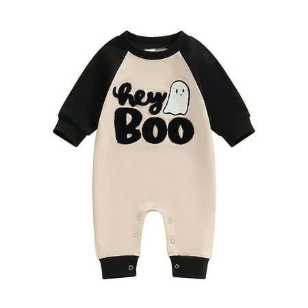 

YWLINK Toddler Kids Boys Girls Romper Crewneck Button Down Long Sleeve Thermal Bodysuit Cartoon Embroidery Color Block Jumpsuit