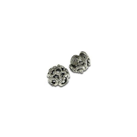Antique Pewter Scallops - Bead Cap - Scalloped 6mm Pewter Antique Silver Plated (2-Pcs)