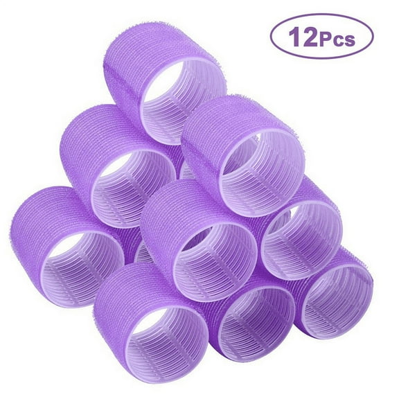 Hair Curlers Rollers, 12Pcs Jumbo Big Hair Roller Sets, 2.5 Inch Self Grip Hair Curlers Rollers for Long Medium Short Thick Fine Thin Hair Bangs Volume, Random Color