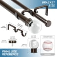 thumbnail image 3 of Urbanest Adjustable Double Curtain Rod Set Crystal Ball Flat Button Finials – 1″ Front & 3/4 Back Rod With Bronze Rod, 84–120 Inches, 3 of 6