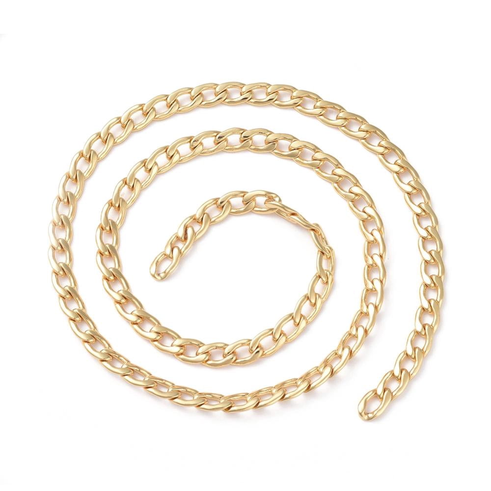 Brass Curb Chains Cuban Link Chains Chunky Chains Soldered Long-Lasting Plated with Spool Real 18K golden Plated 9x6x1.5mm about 16.4 Feet(5m)/roll