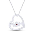 thumbnail image 2 of AFFY Mother's Day Jewelry Gifts Round Cut Simulated Garnet Open Heart Mom Pendant Necklace In 14k White Gold Over Sterling Silver, 2 of 5