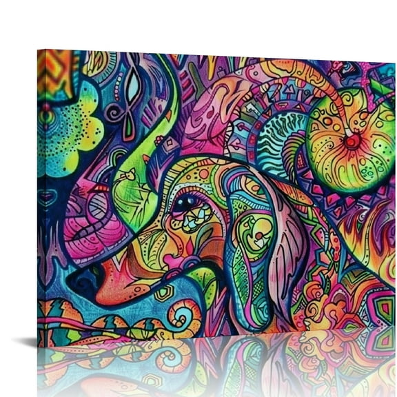 Autua Colorful Dog Canvas Prints Wall Art For Home Office Decor 20x16in