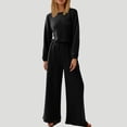thumbnail image 2 of hotojiny Jumpsuits for Women Long Sleeve Backless Casual Sweatsuits Wide Leg Loose One-Piece Romper Outfits with Pockets, 2 of 7