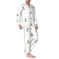 thumbnail image 2 of Balery Rabbit Blowing Dandelions Pijama para Hombre de Dos Piezas con Manga Larga, Conjunto de Dormir y Descanso Suave con Bolsillos-Small, 2 of 7