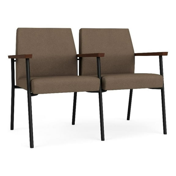 Mystic Reception Waiting 2-Seat Steel Tandem Seating / Black Steel / Brown