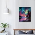 thumbnail image 3 of ARISTURING Trees by the Lake with Blue and Pink Northen Lights Night Sky PRINT or CANVAS WALL ART - Aurora Borealis Mountains Landscape Home Decor, 3 of 4