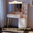 thumbnail image 2 of Newest White MDF Vanity Desk,3-Sided Mirror, 3 Lighting Modes & 2 USB Ports, Press-to-Open Hidden Storage, 42.3" Makeup Dressing Table, 2 of 7