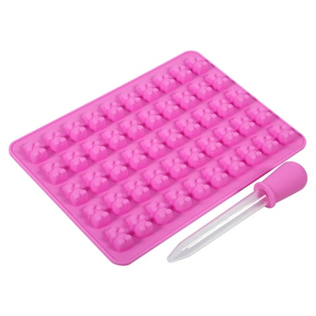 Charity Bear - TMISHION 50 Cavities Silicone Gummy Bear Chocolate Mold Maker Tray(Pink)