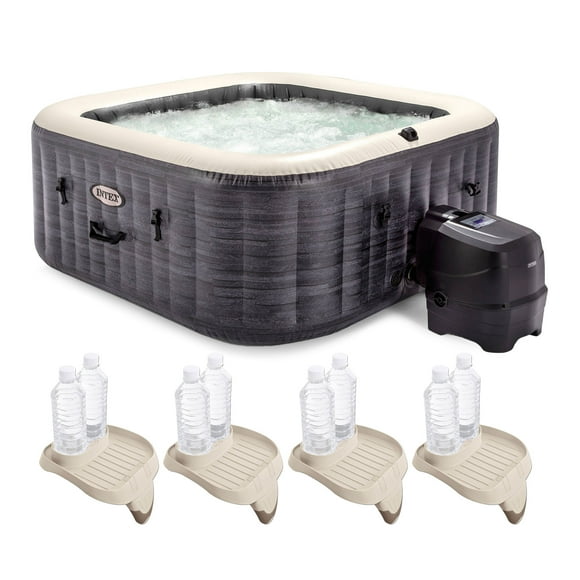Intex PureSpa Plus Portable Inflatable Spa & Attachable Snack Tray (4 Pack)