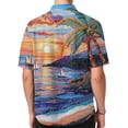 thumbnail image 7 of Domuza Hawaiian Shirt Men Short Sleeve Fashion Casual Button Up T-Shirts Lounge Vacation Relaxed Fit Lightweight Blouse Blue 2XL, 7 of 7
