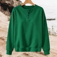 thumbnail image 4 of Women Sweatshirt Solid Color Leisure Sports Tops Autumn Winter Crewneck Tops With Button Long Sleeve Sweater Casual Shirts, 4 of 5
