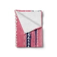 thumbnail image 2 of Coral Soft Flannel Fleece Throw Blanket, Doodle Lines Repeating Ornaments Vertical Stripes Abstract Pastel, Cozy Plush for Indoor and Outdoor Use, 50" x 60", Coral Indigo Coconut, by Ambesonne, 2 of 6