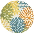 thumbnail image 2 of Nourison Aloha Indoor/Outdoor Tropical Floral Turquoise Multicolor 7'10" x round Area Rug, (8' Round), 2 of 9