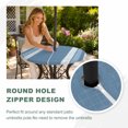 thumbnail image 4 of Round Outdoor Tablecloth with Umbrella Hole and Zipper, Vintage Steel Blue Striped Tablecloth with Elastic Waterproof, Farmhouse Modern Stripes Boho Patio Table Covers for 55" - 60" Pool Tables, 4 of 9