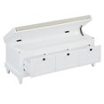 thumbnail image 6 of 44" Storage Bench, Fluted Shoe Cabinet with Hidden Storage Space and 3 Doors, Wood Bench End of Bed with Cushion, for Living Room, Hallway, Entryway, 6 of 9