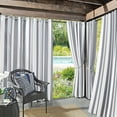 thumbnail image 2 of Sun Zero Valencia Cabana Stripe Indoor/Outdoor UV Protectant Room Darkening Grommet Curtain Panel, 54"x95", Gray, 2 of 6
