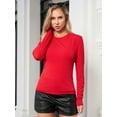 thumbnail image 4 of Aiyino Womens Basic Shirts Ribbed Long Sleeve Blouses Crewneck Casual Slim Fitted Knit Tops,Red XXL, 4 of 10