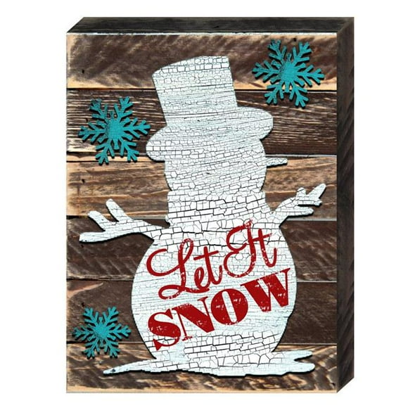 Designocracy 98801-12 Snowman Let It Snow Quote Art on Board Wall Decor