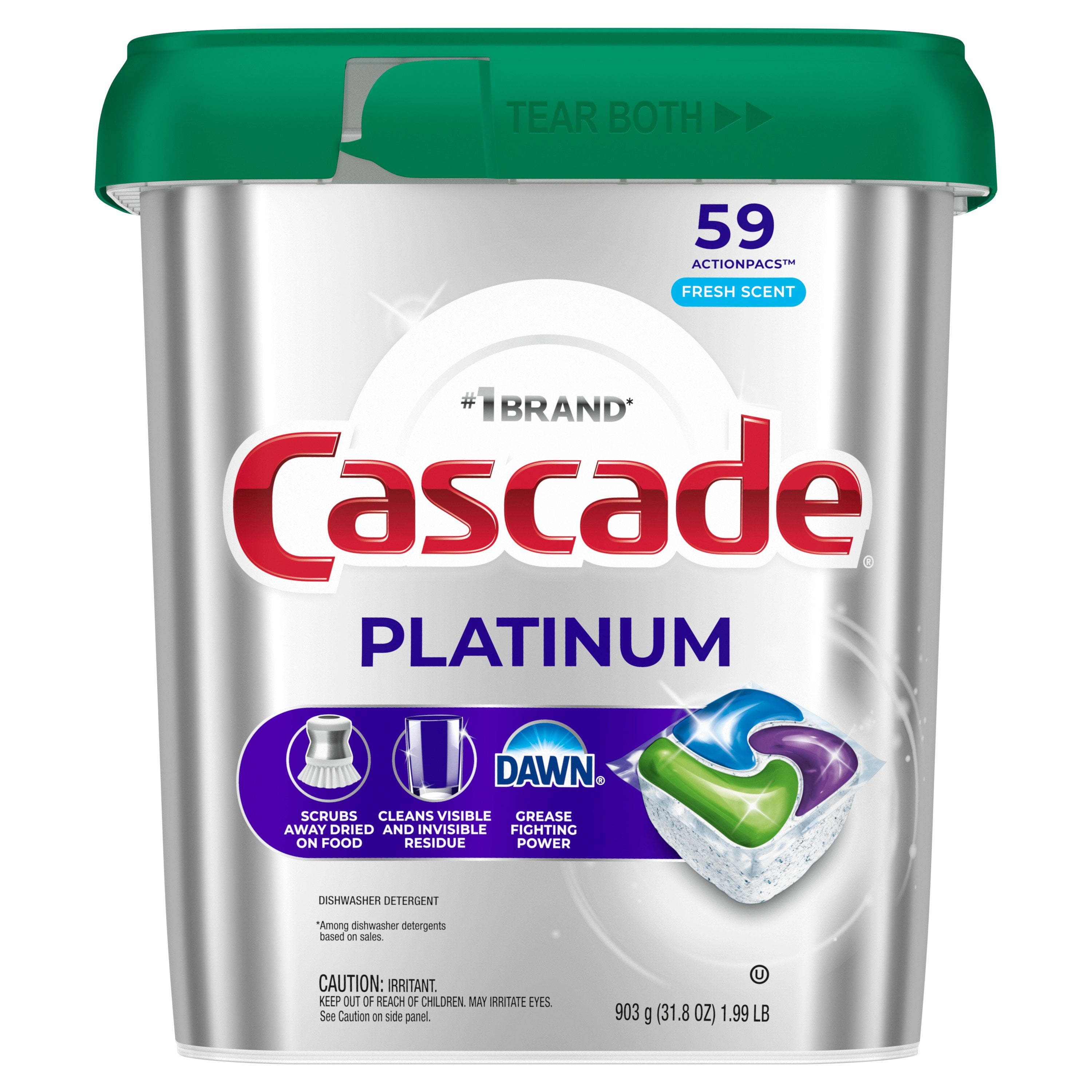 Cascade Platinum Fresh Scent Dishwasher Detergent ActionPacs - 59 ct