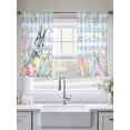 thumbnail image 5 of Easter Sheer Curtains 45 Inch Length 2 Panels for Living Room, Spring Rabbit Eggs Flowers Herbs Blue Plaid Voile Kitchen Curtain Set, Luxury Privacy Drapes Window Treatment for Bedroom, 5 of 7