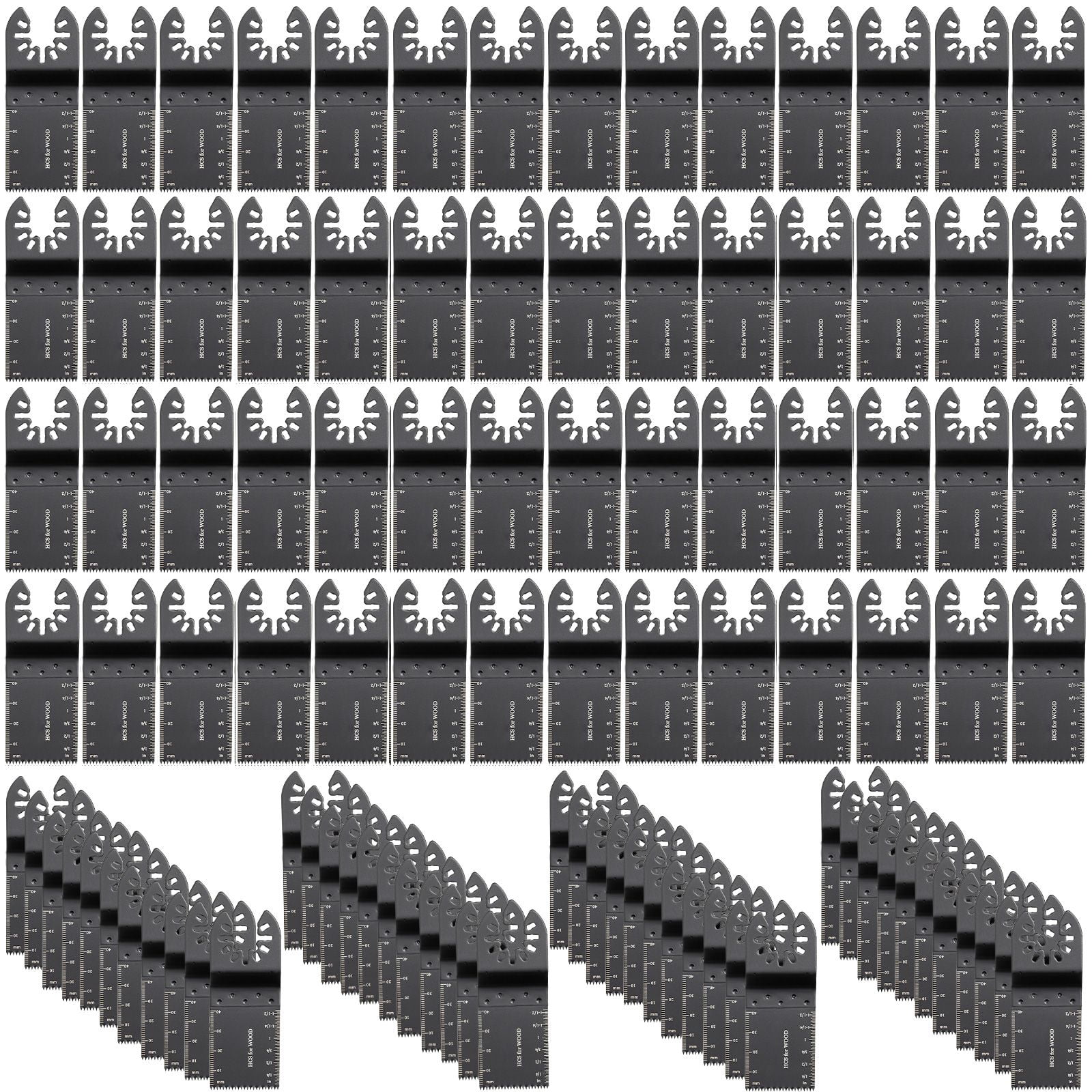 100PCS Oscillating Saw Blades, Quick Release Multitool Blades Kit, HCS Tool Blades for Wood Plastic, Compatible with Dewalt Dremel Fein Worx Bosch Makita Milwaukee