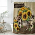 thumbnail image 6 of Farmhouse Sunflowers Shower Curtain, Waterproof Shower Curtains for Bathroom, Western Star Vintage Sparrows Washable Fabric Bathtub Curtain Set Bath Decor with 12 Hooks Standard 72"x72", 6 of 6