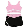 thumbnail image 4 of Nyeemya Kids Girls 2 Piece Dance Sports Outfits Crop Top with Booty Shorts Set for Gymnastics Dancing Pink 10, 4 of 7