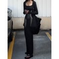 thumbnail image 5 of Women'S Square Neck Long Sleeve Maxi Dress Ribbed Bodycon Dresses for Women Soft Lounge Dress Black S, 5 of 9