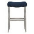 thumbnail image 2 of 29" Upholstered Saddle Seat Bar Stool in Navy Blue, 2 of 7