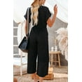 thumbnail image 2 of Chic and Comfortable Black Wide Leg Jumpsuit - Short Sleeves and Tie Waist | [ZhiHiMeRi] | (US 12-14)L, 2 of 12