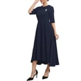 thumbnail image 4 of INSPIRE CHIC Women's Formal Dress Vintage Collared Half Sleeve Church Evening A-Line Dresses 2XL Dark Blue, 4 of 6