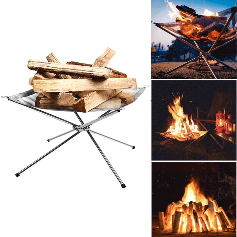 Portable Fire Pit Outdoor Camping Fire Pit Foldable Steel Mesh Fire Pits Fireplace For Camping Outdoor Patio Backyard L Walmart Com Walmart Com