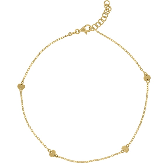 14k Yellow Gold Womens Polished Finish Heart Anklet