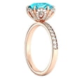 thumbnail image 5 of Aquamarine 2.50 ctw Ring with Diamonds 14K Rose Gold Flower Vintage Halo, 5 of 6