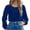 Blue, variant on Women's Casual Hooded Short Sleeve Sweater Jacket with Pockets V Neck Loose Oversized Pullover Top, Army Green S