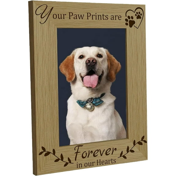 Picture Frame Pet Paws Wood Photo Frames Engraved Display Wooden Tabletop Postcard Frame for Hanging Wall Christmas Home Gift Desk Decor 4 x 6 Inch-Your Paw Prints are Forever in our Hearts diy Word