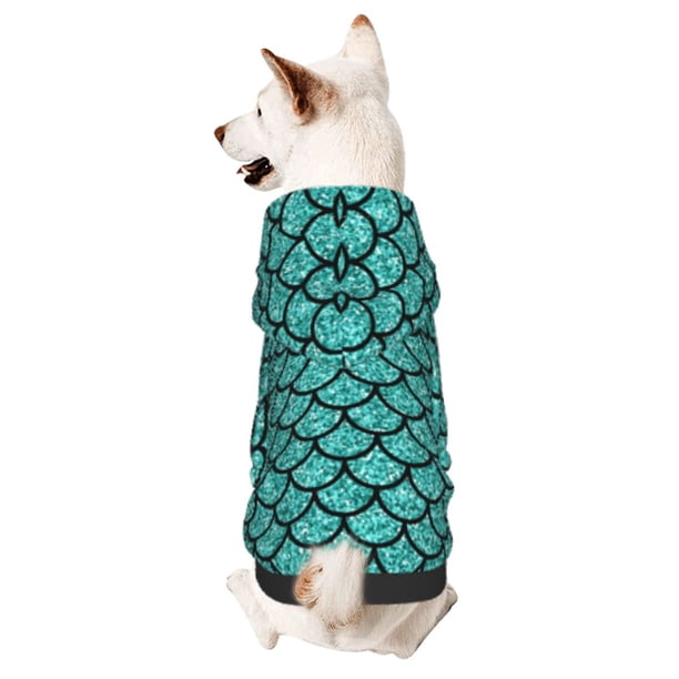 Balery Aquamarine Glitter Sudadera con Capucha para Perros Pequeños – Ropa para Mascotas, Disfraz para Perros y Gatos, Ideal para Fiestas y Cosplay-X-Large