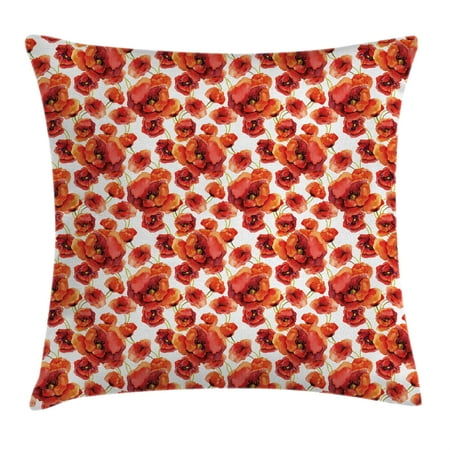 Floral Throw Pillow Cushion Cover Red Poppy Flowers Watercolor Best Poppy Floral Decorative Pillows Floral Throw Pillow Cushion Cover Red Poppy Flowers Watercolor Best Poppy Floral Decorative Pillows