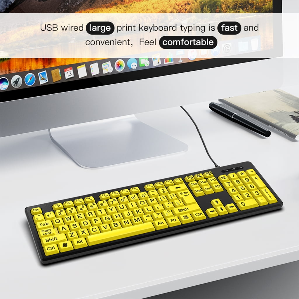 USB LED Keyboard 104Keys, Large Print Computer Keyboard Suitable for Elderly and Visually Perfect for Seniors Use