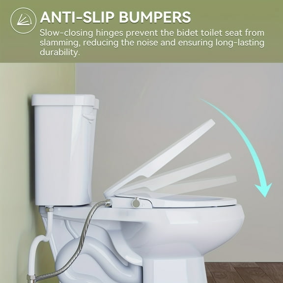 ​"Non-Electric Elongated Bidet Toilet Seat - Dual Spray Modes, Self-Cleaning Nozzles & Adjustable Pressure - Quick-Release Installation