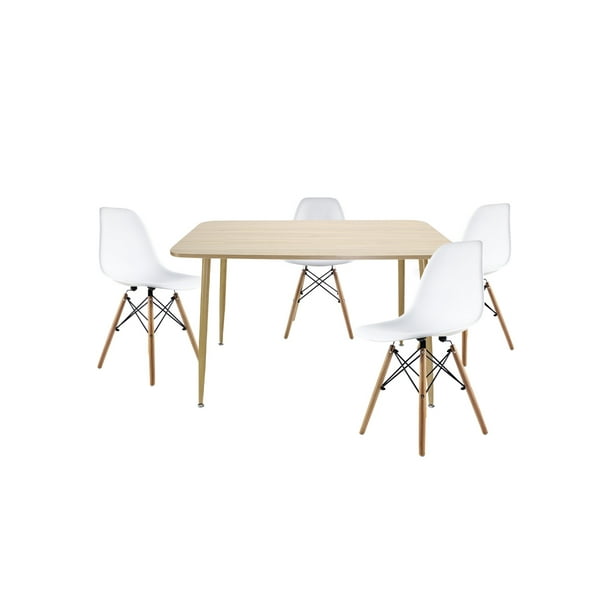 Comedor Murcia Rectangular 120x70 con sillas blancas para 4 personas