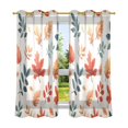 thumbnail image 6 of Yayeee Window Curtains Light Filtering 63"x52" Grommet Panel Pair Home Living Room Decor, Hand Drawn Autumn Leaves, 6 of 7