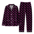 thumbnail image 4 of CAICJ98 Pajamas for Women Women Pajamas Matching Set Holiday Pajamas Women's Classic Button Down Long Satin Pajama Set with Pockets Just Love Pajama Set 2XL,Hot Pink, 4 of 4