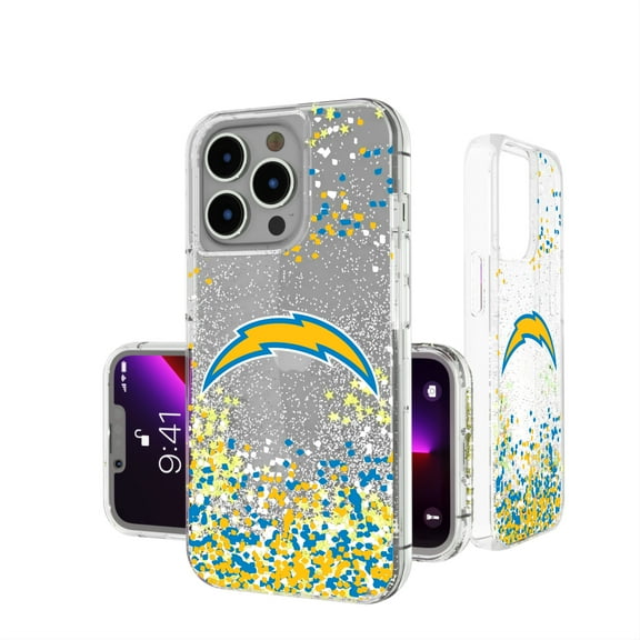 Los Angeles Chargers iPhone Glitter Case with Confetti Design
