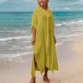 thumbnail image 5 of Haivin Woman's Solid Color Bamboo Cotton Sun Shirt with Turn-Down Collar, Lightweight Sun Protective Beach Cover-Up for Bikini and Daily Wear, 5 of 9