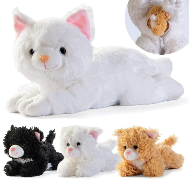 Peluche PREXTEX de peluche para gatos con 3 gatos y gatitos