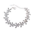 thumbnail image 1 of ziyahi Rhinestone Inlaid Bracelet Women Snow Flowers Adjustable Bangle Hand Charm Chain Jewelry Gift, 1 of 7