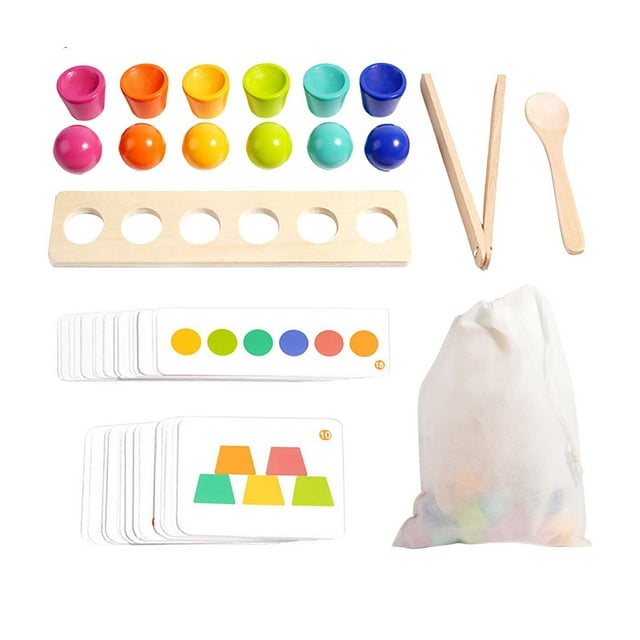 Early Childhood Education Color Ball Stacking Cup Building Blocks Children Puzzle Color Cognition Bead Matching Toys