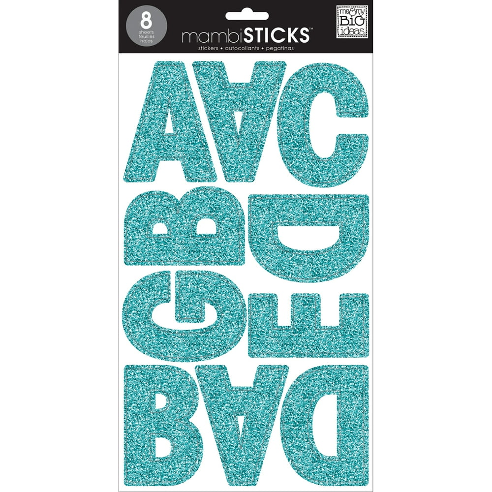 Large Alphabet StickersTurquoise Glitter, Pk 3, Me & My Big Ideas